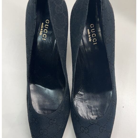 Gucci GG Monogram Canvas Black Platform Heels Classic Design EU 39C Box/Dust Bag - Picture 4 of 9